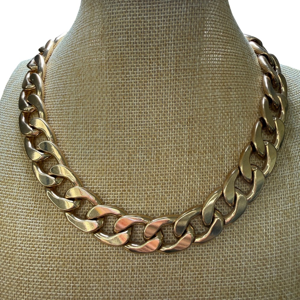 Guess Chain Necklace Gold Statement Chunky Bold Chic - Picture 2 of 8